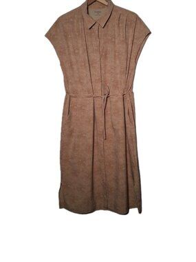 REI Coop Sun Up Dress Large Tan Geometric Active Sporty Gorpcore Button Stretch